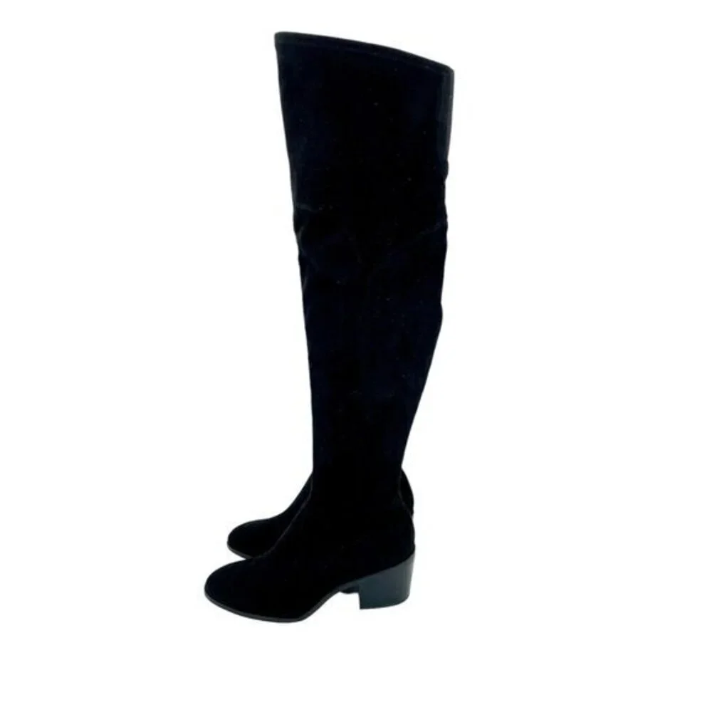 Marc Fisher Black Fabric Faux Suede Knee High Boots SZ 8.5 New $249